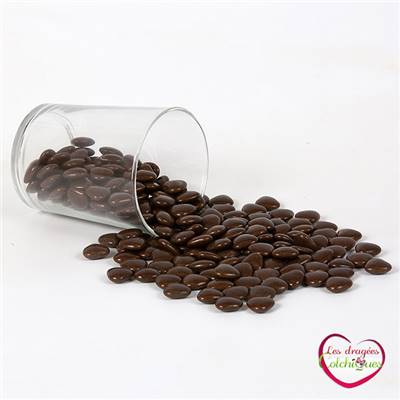 dragées petit coeur marron 250 g 70 % chocolat