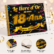 Livre d’Or Anniversaire 18 Ans – Noir et Or Festif 21 x 15 cm