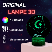 Lampe 3d personnalisée à led - Pays Algérie | Veilleuse Enfant, Décoration Chambre, Cadeau Personnalisé Anniversaire et Noël