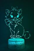 Lampe 3D Personnalisée à LED - Disney Marie  | Veilleuse Enfant Adorable, Décoration Chambre, Cadeau Personnalisé