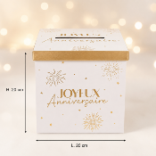 Urne Joyeux Anniversaire Party Dorée blanc et or – 20 x 20 cm