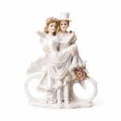 Figurine pi�ce mont�e couple de mari� v�lo 14 cm