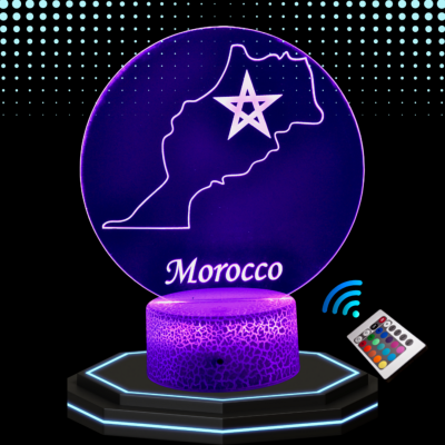 Lampe 3d personnalisée à led - Pays Maroc | Veilleuse, Décoration Maison, Cadeau Personnalisé Anniversaire et Noël