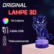 Lampe 3D Personnalisée à LED - Disney Marie  | Veilleuse Enfant Adorable, Décoration Chambre, Cadeau Personnalisé