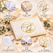 Livre d’Or Naissance et Baby Shower Mon Petit Bébé – Blanc et Or 25 x 22 cm