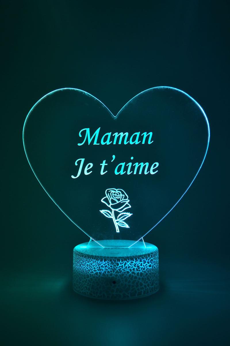 Lampe LED personnalisée avec nom pour maman, veilleuse en forme de cœur,  cadeau de fête des mères, pour la chambre des filles, décor