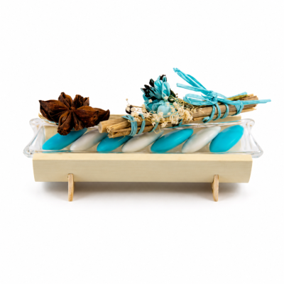 bambou plat à dragées avec déco bois flotté