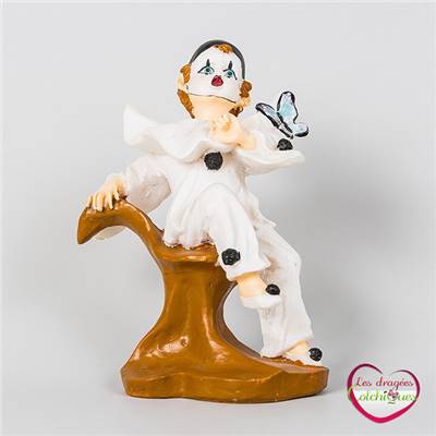 Figurine pierrot avec papillon seul