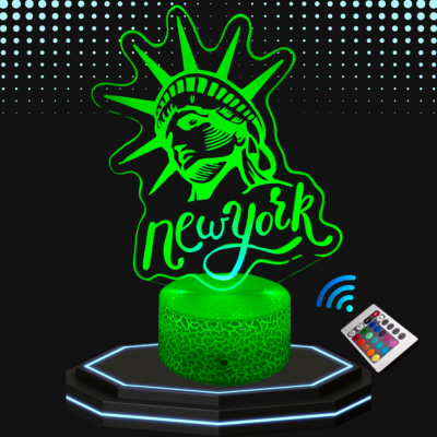 Lampe 3d personnalisée à led - New York Statue de la liberté -| Veilleuse, Décoration Maison, Cadeau Personnalisé Anniversaire et Noël