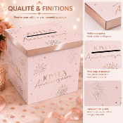 Urne Joyeux Anniversaire Party Blush rose et or – 20 x 20 cm