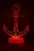 Lampe de chevet 3d personnalisée à led - Ancre de bateau  | Veilleuse Enfant, Décoration Chambre, Cadeau Personnalisé Anniversaire et Noël