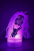 Lampe de chevet LED 3D - Chanteur Bob Marley  | Veilleuse Enfant, Décoration Chambre, Cadeau Personnalisé Anniversaire et Noël