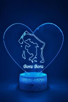 Lampe 3d personnalisée à led - Polynésie Bora Bora cœur