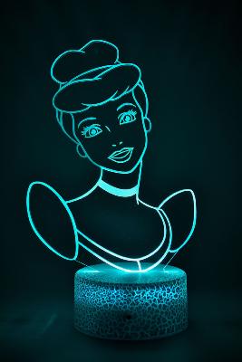 Lampe 3d personnalisée à led - Disney Cendrillon | Veilleuse Enfant Magique, Décoration Chambre, Cadeau Personnalisé