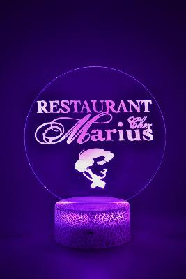 Lampe 3d personnalisée à led - Spécial restaurant | Veilleuse, Décoration restaurant, Cadeau Personnalisé Anniversaire et Noël