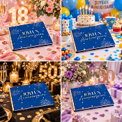 Livre d’Or Anniversaire Joyeux Anniversaire – Bleu et Or Festif 21,5 x 16 cm