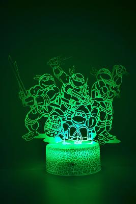 Lampe de chevet LED 3D - Animal Tortue Ninja | Veilleuse Enfant, Décoration Chambre, Cadeau Personnalisé Anniversaire et Noël