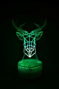 Lampe de chevet LED 3D - Animal Tête Cerf | Veilleuse Enfant, Décoration Chambre, Cadeau Personnalisé Anniversaire et Noël