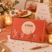 Livre d’Or Anniversaire Joyeux Anniversaire – Terracotta et Motifs Floraux 21,5 x 16 cm