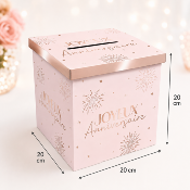 Urne Joyeux Anniversaire Party Blush rose et or – 20 x 20 cm