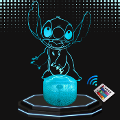 Lampe 3d personnalis�e � led - Stitch | Veilleuse Enfant, D�coration Chambre, Cadeau Personnalis� Anniversaire et No�l