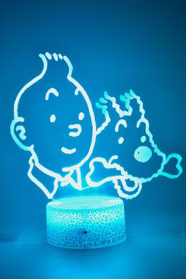 Lampe 3d personnalisée à led - Tintin et Milou | Veilleuse Enfant, Décoration Chambre, Cadeau Personnalisé Anniversaire et Noël