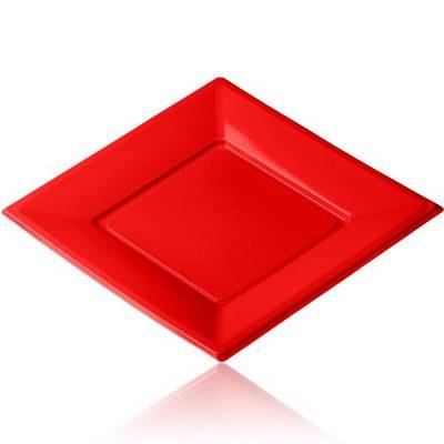 Assiette jetable plastique 23 cm rouge (12 pièces)