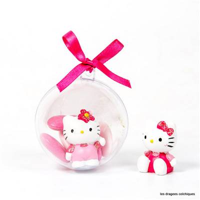 Emballage dragées hello kitty dans boule translucide