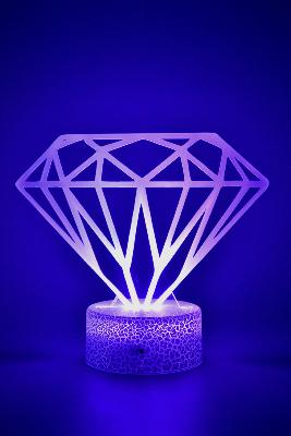 Lampe de chevet LED 3D - Diamant  | Veilleuse, Décoration chambre, Cadeau Personnalisé Anniversaire et Noël