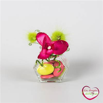 boite à dragées bocal en verre avec orchidée