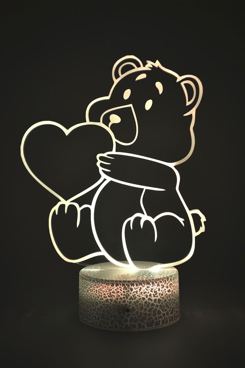 Lampe 3D LED Ourson Coeur