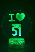 Lampe 3d personnalisée à led - I love 51