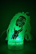 Lampe de chevet LED 3D - Chanteur Bob Marley  | Veilleuse Enfant, Décoration Chambre, Cadeau Personnalisé Anniversaire et Noël