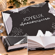 Livre d’Or Anniversaire Joyeux Anniversaire – Noir et Argent Party 21,5 x 16 cm