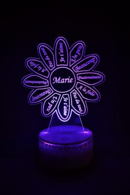 Lampe 3d personnalisée à led - Marguerite
