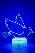 Lampe de chevet 3d à led - Animal Colombe  | Veilleuse, Décoration Chambre, Cadeau Personnalisé Anniversaire et Noël