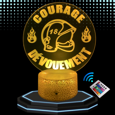 Lampe 3d personnalisée à led - Pompier  | Veilleuse Enfant, Décoration Chambre, Cadeau Personnalisé Anniversaire et Noël