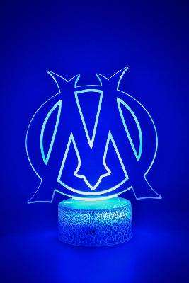 Lampe 3d personnalisée à led - Olympique de Marseille | Veilleuse Football, Décoration Chambre Supporter, Cadeau OM