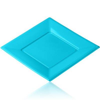 Assiette jetable plastique 18 cm turquoise (12 pièces)