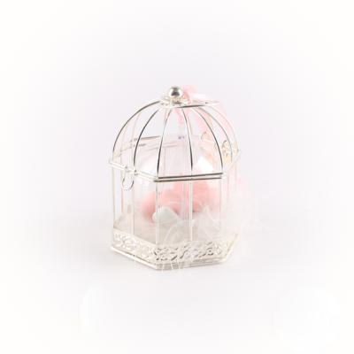 contenant cage metal argent pour dragées avec boule