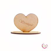 Marque place forme de coeur en bois 8 x 4,5 cm