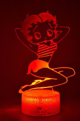 Lampe de chevet LED 3D - Betty Boop  | Veilleuse Enfant, Décoration Chambre, Cadeau Personnalisé Anniversaire et Noël