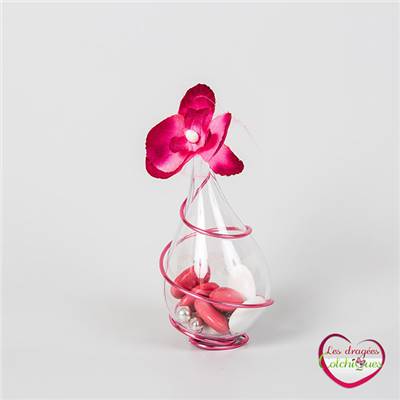 boite à dragées goutte plastique avec orchidée