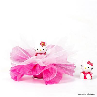 Ballotin dragées figurine Hello kitty sur tulle