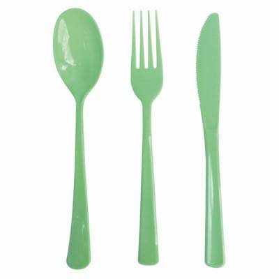 Couverts Plastique Vert Anis - Lot de 30