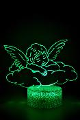 Lampe de chevet LED 3D - Ange nuage  | Veilleuse Enfant, Décoration Chambre, Cadeau Personnalisé Anniversaire et Noël
