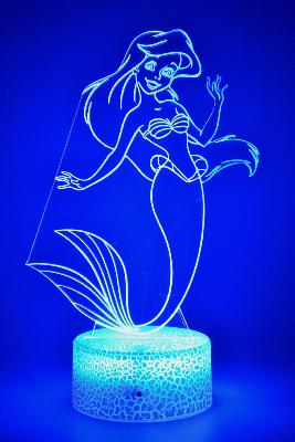 Lampe 3d personnalisée à led - Disney Ariel petite sirène | Veilleuse Enfant Magique, Décoration Chambre, Cadeau Personnalisé