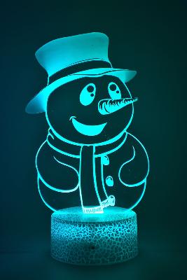 Lampe de chevet LED 3D - Bonhomme de neige  | Veilleuse Enfant, Décoration Chambre, Cadeau Personnalisé Anniversaire et Noël
