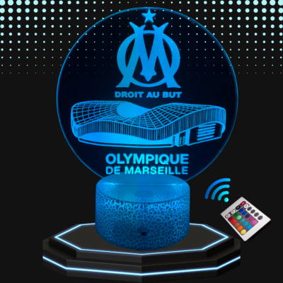 Lampe 3d personnalisée à led - Foot Olympique de Marseille stade | Veilleuse Enfant, Décoration Chambre, Cadeau Personnalisé Anniversaire et Noël