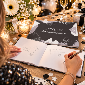 Livre d’Or Anniversaire Joyeux Anniversaire – Noir et Argent Party 21,5 x 16 cm